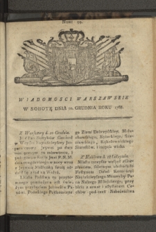 Wiadomości Warszawskie. 1768, nr 99