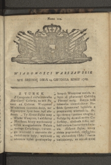 Wiadomości Warszawskie. 1768, nr 100