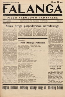 Falanga : pismo narodowo-radykalne. 1937, nr 9 (35)