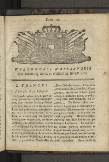 Wiadomości Warszawskie. 1768, nr 102