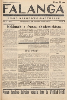 Falanga : pismo narodowo-radykalne. 1937, nr 11 (37)