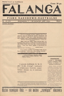 Falanga : pismo narodowo-radykalne. 1937, nr 15 (41) (nakład trzeci po konfiskacie)