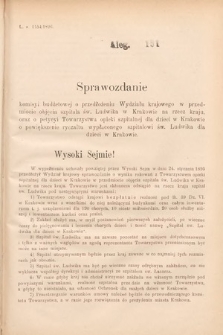 [Kadencja VII, sesja I, al. 151] Alegata do Sprawozdań Stenograficznych z Pierwszej Sesyi Siódmego Peryodu Sejmu Krajowego Królestwa Galicyi i Lodomeryi wraz z Wielkiem Księstwem Krakowskiem z roku 1895/6. Alegat 151