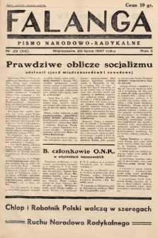 Falanga : pismo narodowo-radykalne. 1937, nr 29 (55)