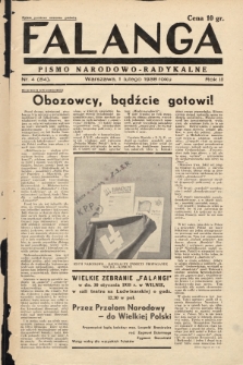 Falanga : pismo narodowo-radykalne. 1938, nr 4 (84)