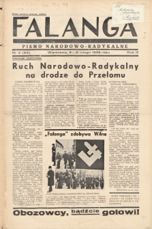Falanga : pismo narodowo-radykalne. 1938, nr 6 (86)