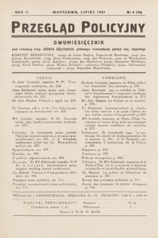 Przegląd Policyjny. 1937, nr 4