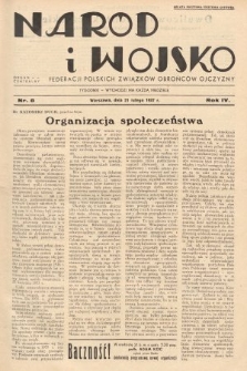 Naród i Wojsko : centralny organ Federacji Polskich Związków Obrońców Ojczyzny. 1937, nr 8