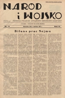 Naród i Wojsko : centralny organ Federacji Polskich Związków Obrońców Ojczyzny. 1937, nr 14