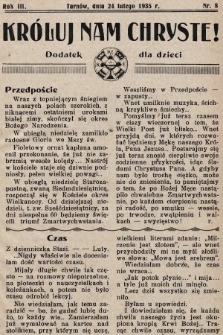 Króluj nam Chryste : dodatek dla dzieci. 1935, nr 8