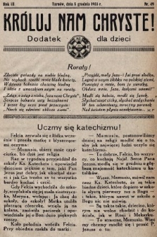 Króluj nam Chryste : dodatek dla dzieci. 1935, nr 49