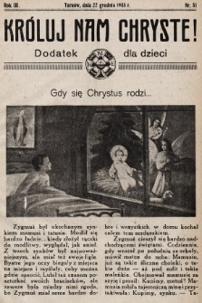 Króluj nam Chryste : dodatek dla dzieci. 1935, nr 51