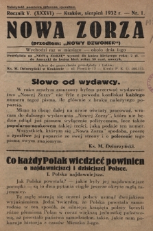 Nowa Zorza : (przedtem „Nowy Dzwonek”). 1932, nr 1
