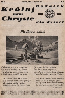 Króluj nam Chryste : dodatek dla dzieci. 1937, nr 3