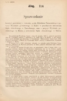 [Kadencja VII, sesja I, al. 216] Alegata do Sprawozdań Stenograficznych z Pierwszej Sesyi Siódmego Peryodu Sejmu Krajowego Królestwa Galicyi i Lodomeryi wraz z Wielkiem Księstwem Krakowskiem z roku 1895/6. Alegat 216