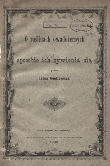 O roślinach owadożernych i sposobie ich żywienia się