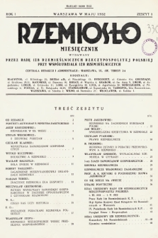 Rzemiosło : miesięcznik wydawany przez Radę Izb Rzemieślniczych Rzeczypospolitej Polskiej przy współudziale Izb Rzemieślniczych. 1932, z. 1