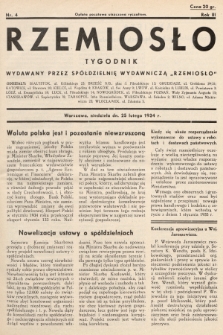 Rzemiosło : tygodnik wydawany przez Spółdzielnię Wydawniczą „Rzemiosło". 1934, nr 4