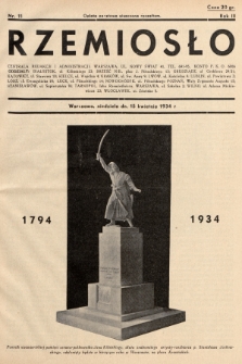Rzemiosło : tygodnik wydawany przez Spółdzielnię Wydawniczą „Rzemiosło". 1934, nr 11