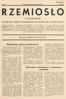 Rzemiosło : tygodnik wydawany przez Spółdzielnię Wydawniczą „Rzemiosło". 1934, nr 17