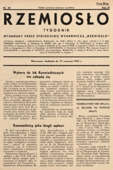 Rzemiosło : tygodnik wydawany przez Spółdzielnię Wydawniczą „Rzemiosło". 1934, nr 20