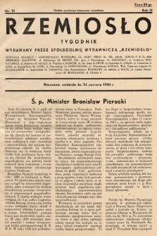 Rzemiosło : tygodnik wydawany przez Spółdzielnię Wydawniczą „Rzemiosło". 1934, nr 21