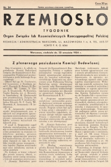 Rzemiosło : organ Związku Izb Rzemieślniczych Rzeczypospolitej Polskiej. 1934, nr 34