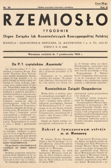 Rzemiosło : organ Związku Izb Rzemieślniczych Rzeczypospolitej Polskiej. 1934, nr 36