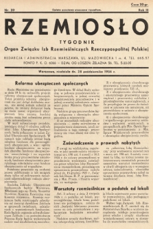 Rzemiosło : organ Związku Izb Rzemieślniczych Rzeczypospolitej Polskiej. 1934, nr 39