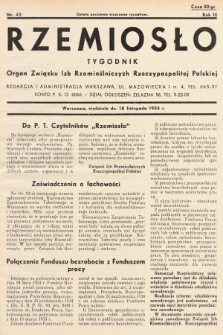 Rzemiosło : organ Związku Izb Rzemieślniczych Rzeczypospolitej Polskiej. 1934, nr 42