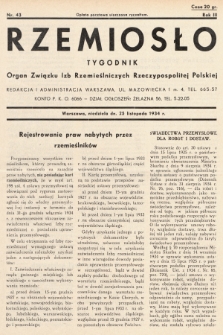 Rzemiosło : organ Związku Izb Rzemieślniczych Rzeczypospolitej Polskiej. 1934, nr 43
