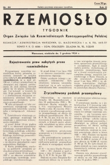 Rzemiosło : organ Związku Izb Rzemieślniczych Rzeczypospolitej Polskiej. 1934, nr 44