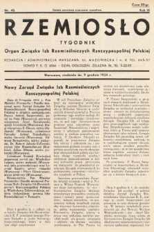 Rzemiosło : organ Związku Izb Rzemieślniczych Rzeczypospolitej Polskiej. 1934, nr 45