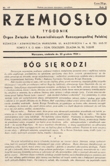 Rzemiosło : organ Związku Izb Rzemieślniczych Rzeczypospolitej Polskiej. 1934, nr 47