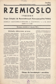 Rzemiosło : organ Związku Izb Rzemieślniczych Rzeczypospolitej Polskiej. 1935, nr 1