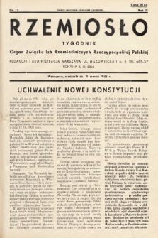 Rzemiosło : organ Związku Izb Rzemieślniczych Rzeczypospolitej Polskiej. 1935, nr 13