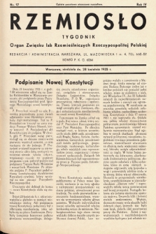Rzemiosło : organ Związku Izb Rzemieślniczych Rzeczypospolitej Polskiej. 1935, nr 17