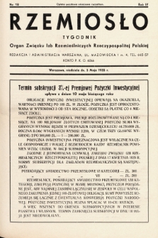 Rzemiosło : organ Związku Izb Rzemieślniczych Rzeczypospolitej Polskiej. 1935, nr 18