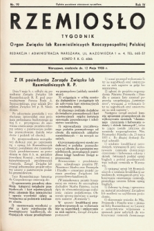 Rzemiosło : organ Związku Izb Rzemieślniczych Rzeczypospolitej Polskiej. 1935, nr 19