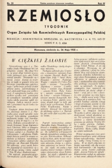 Rzemiosło : organ Związku Izb Rzemieślniczych Rzeczypospolitej Polskiej. 1935, nr 21