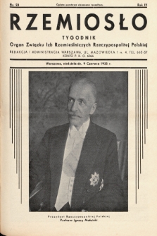 Rzemiosło : organ Związku Izb Rzemieślniczych Rzeczypospolitej Polskiej. 1935, nr 23