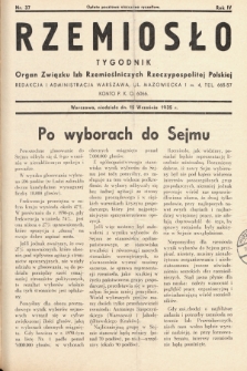 Rzemiosło : organ Związku Izb Rzemieślniczych Rzeczypospolitej Polskiej. 1935, nr 37