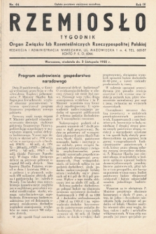 Rzemiosło : organ Związku Izb Rzemieślniczych Rzeczypospolitej Polskiej. 1935, nr 44