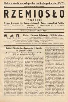 Rzemiosło : organ Związku Izb Rzemieślniczych Rzeczypospolitej Polskiej. 1936, nr 9