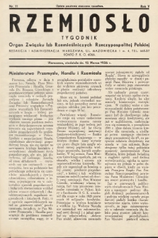 Rzemiosło : organ Związku Izb Rzemieślniczych Rzeczypospolitej Polskiej. 1936, nr 11