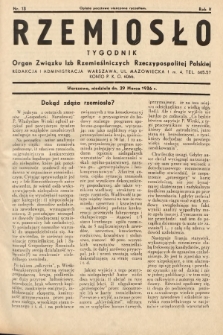 Rzemiosło : organ Związku Izb Rzemieślniczych Rzeczypospolitej Polskiej. 1936, nr 13