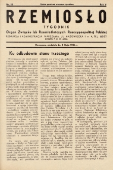 Rzemiosło : organ Związku Izb Rzemieślniczych Rzeczypospolitej Polskiej. 1936, nr 18