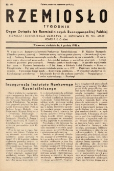 Rzemiosło : organ Związku Izb Rzemieślniczych Rzeczypospolitej Polskiej. 1936, nr 49