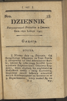 Dziennik Patryotycznych Politykow we Lwowie. 1797, nr 38