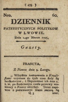 Dziennik Patryotycznych Politykow we Lwowie. 1795, nr 60